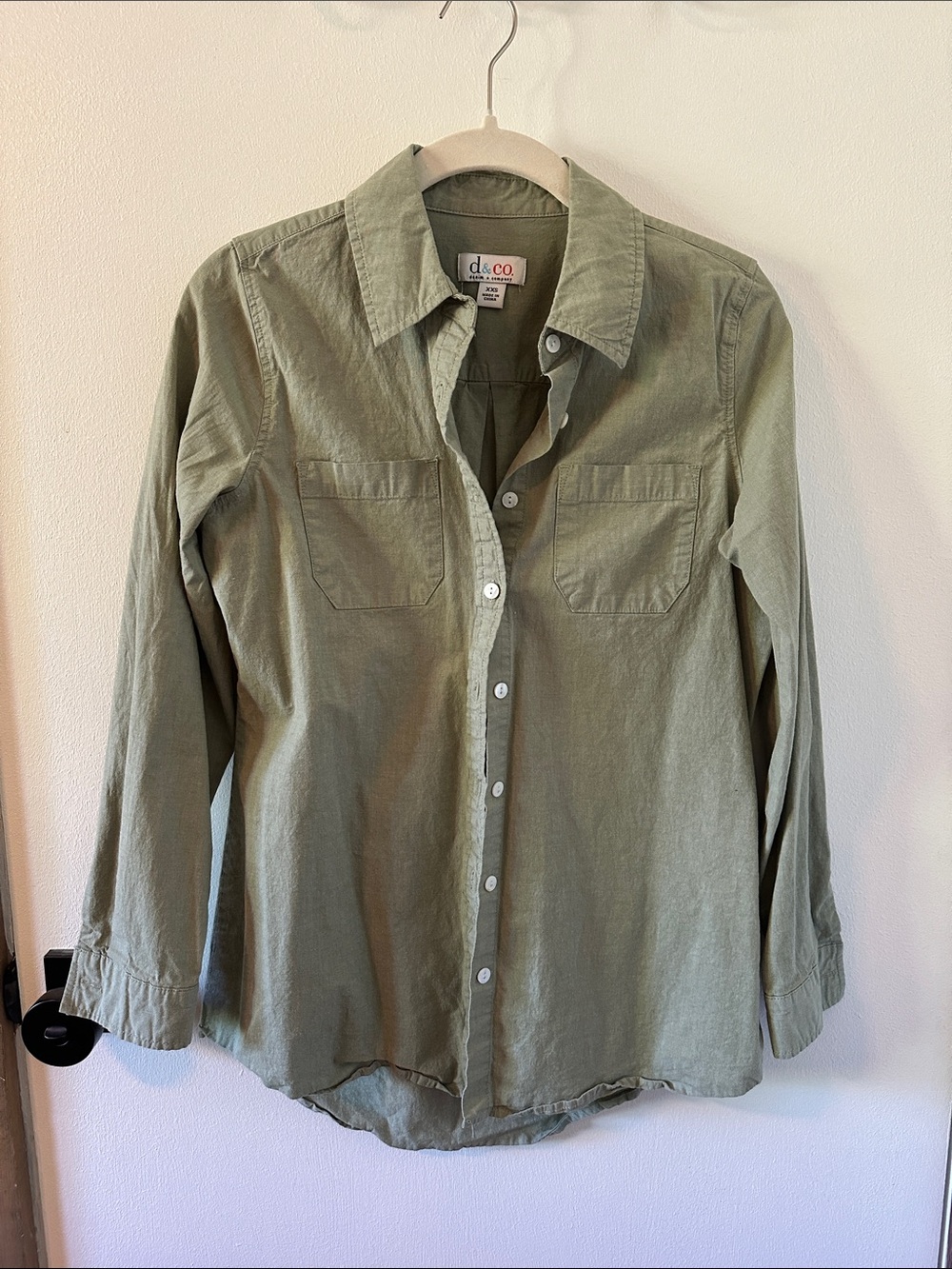 Denim&Co Olive Green Button-Down Shirt